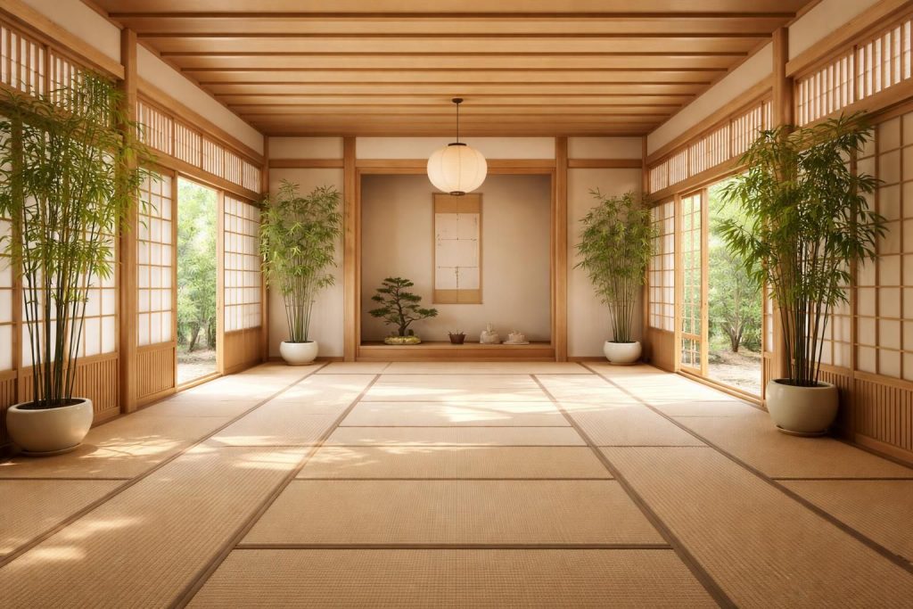 Aménager un dojo zen avec des éléments naturels bambou et tatamis japonais
