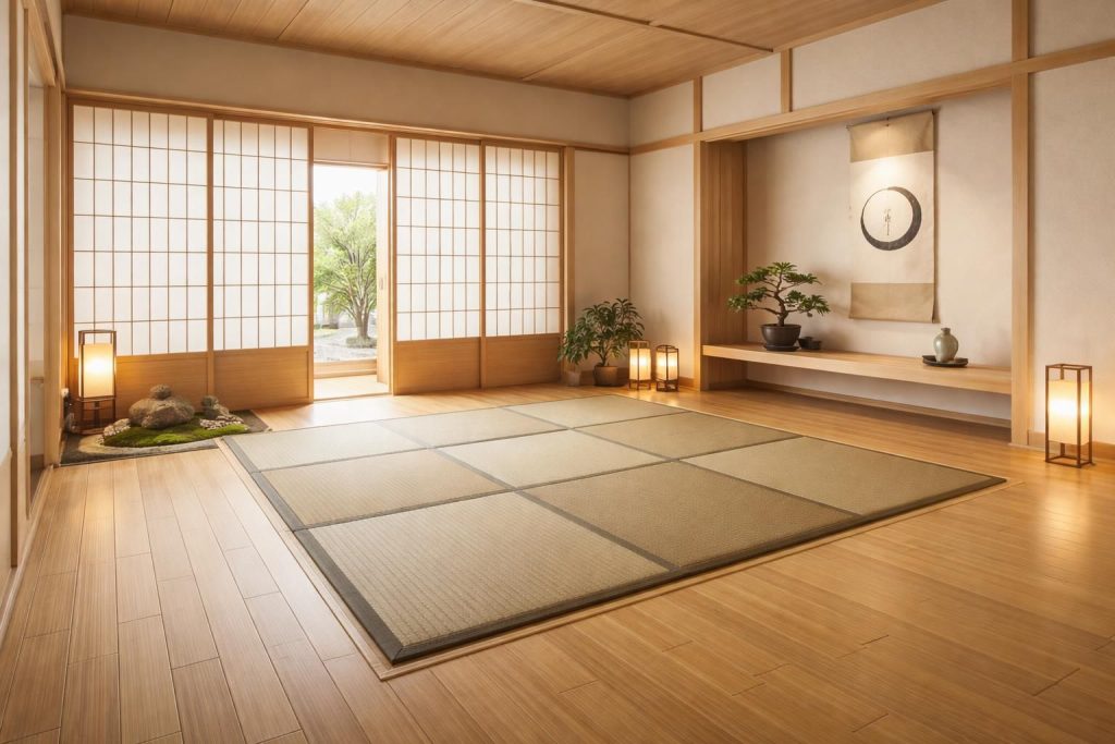 Aménager un dojo zen chez soi avec tatamis et parquet bambou massif