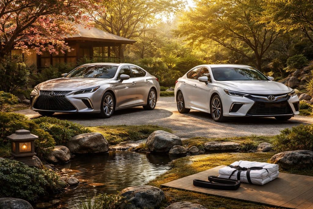 Transport zen pour pratiquants arts martiaux avec Lexus ES et Toyota Camry ambiance calme